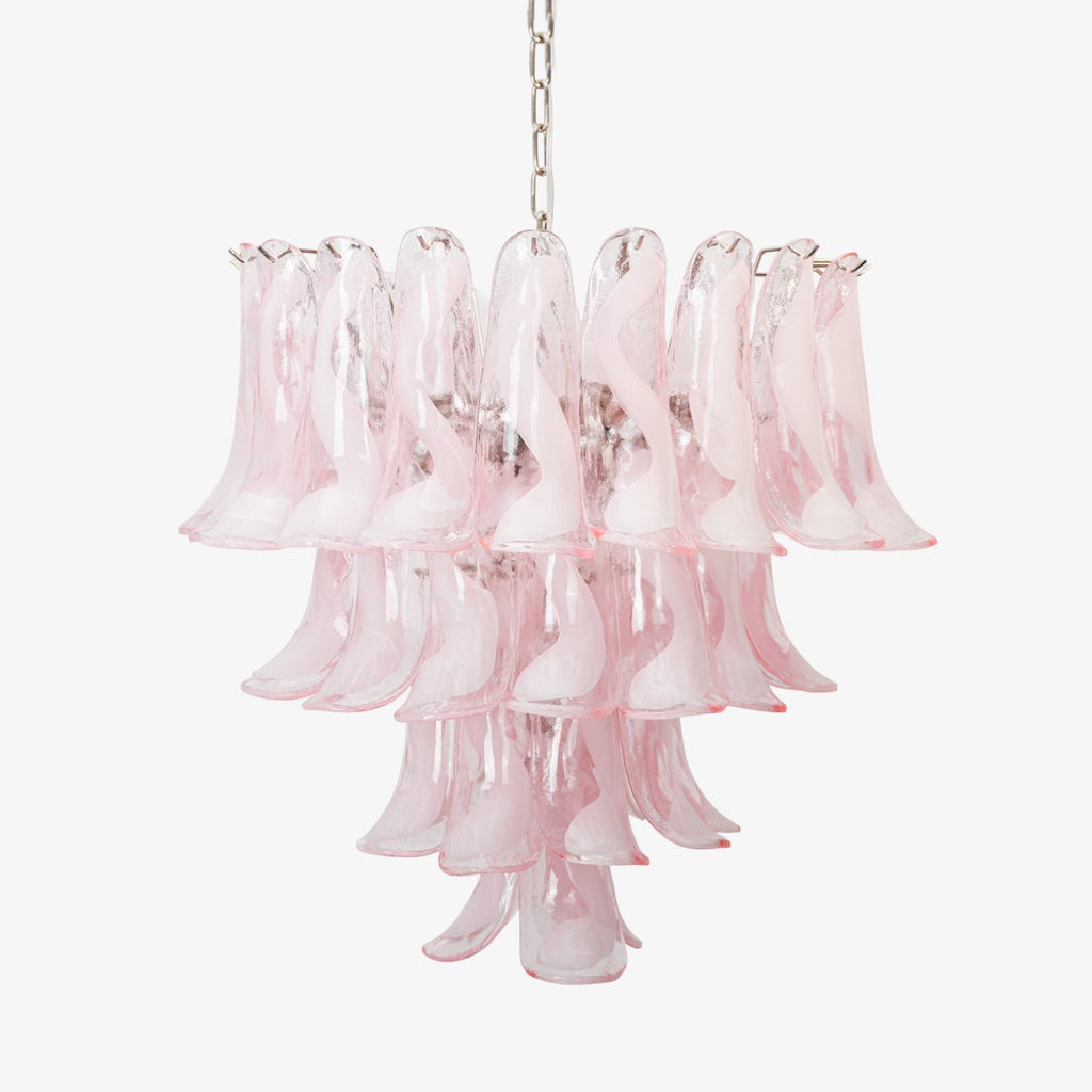 Aurora Chandelier Pink Murano Lily Petal Cascading Floral Classic