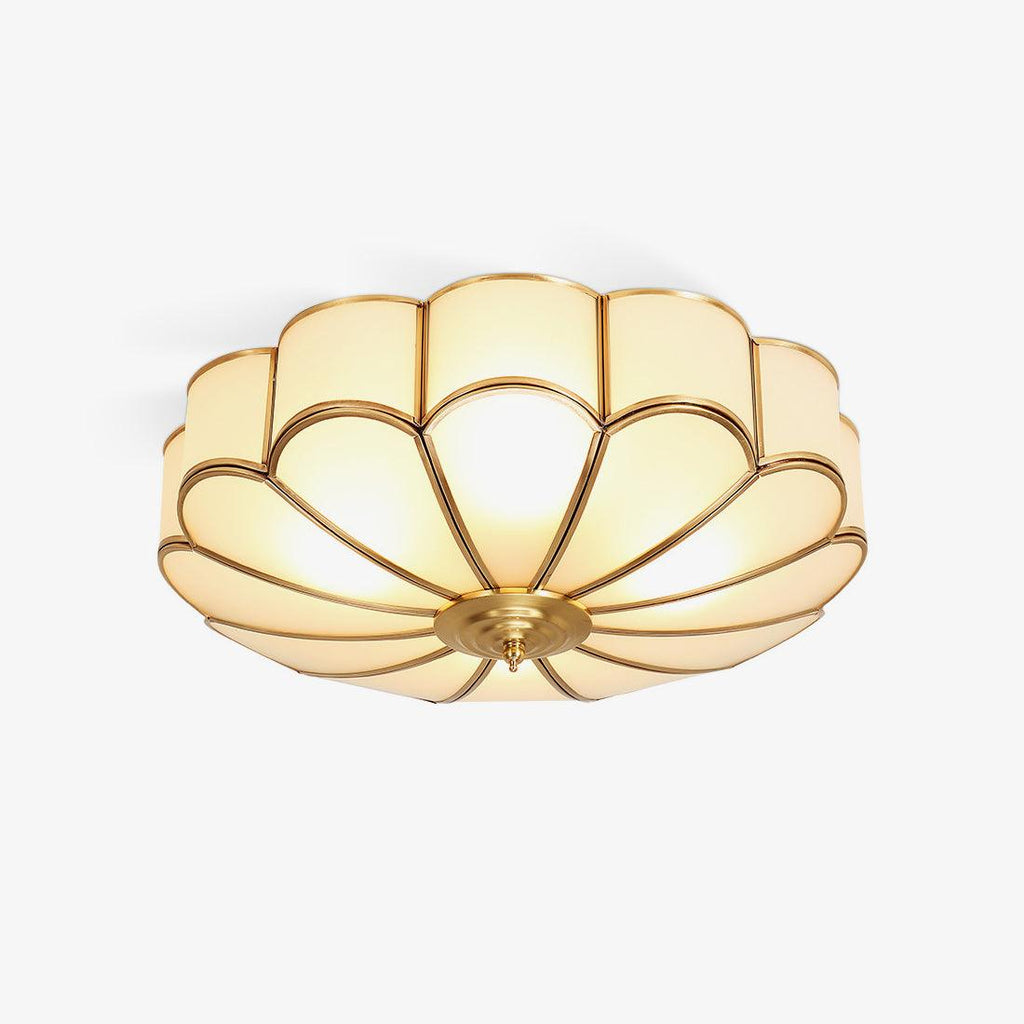 Ulira Ceiling Light Flower Shape Frosted Glass Brass