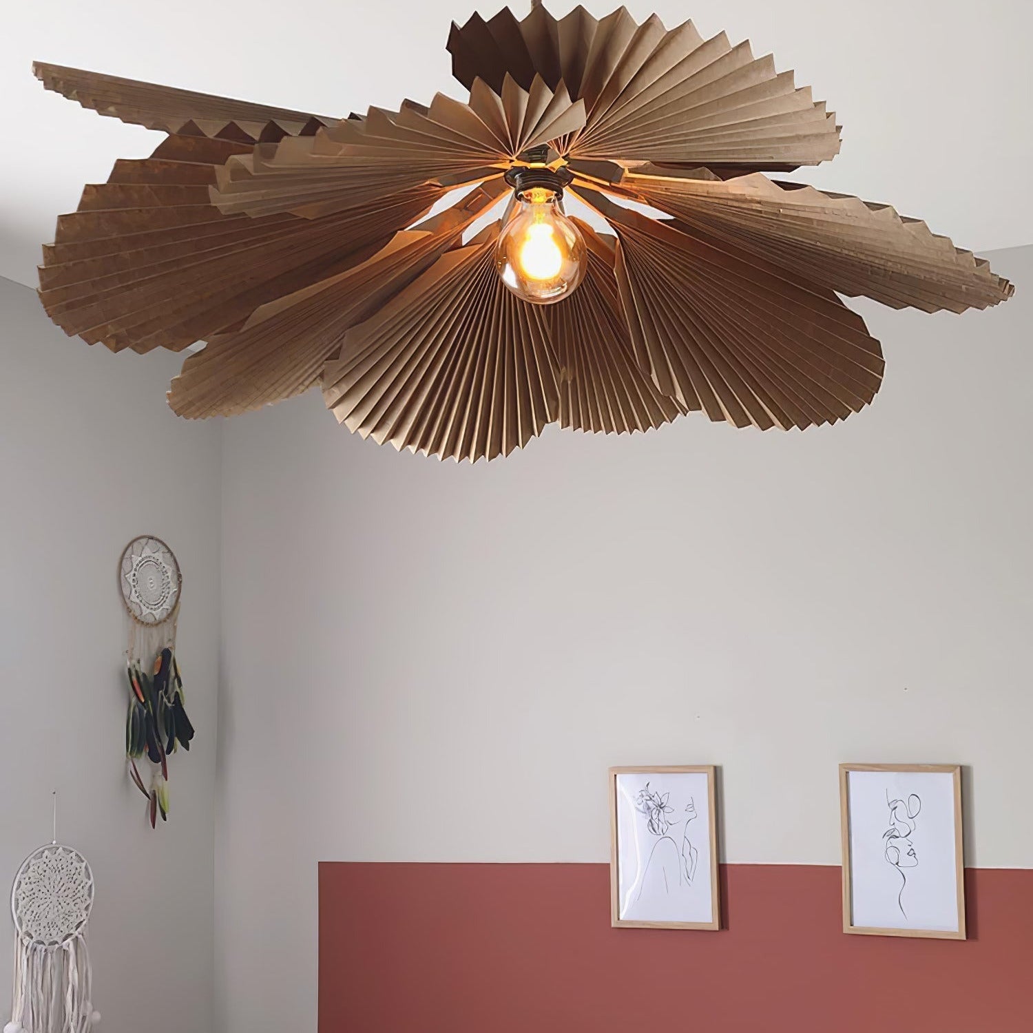 Lyra Folded Leaf Lotus Pendant Lamp Paper