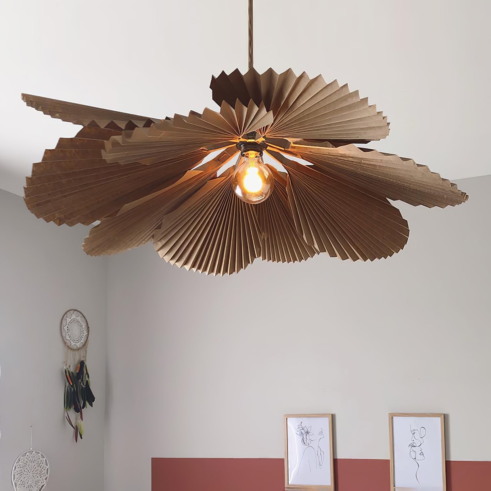 Lyra Folded Leaf Lotus Pendant Lamp Paper