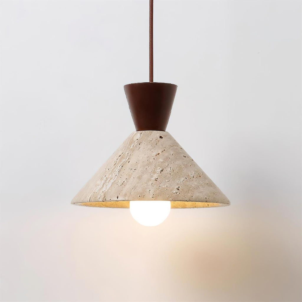 Ritta   Travertine Pendant Lamp Hat Shape