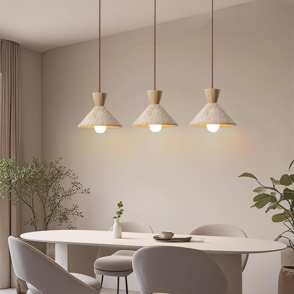 Ritta   Travertine Pendant Lamp Hat Shape