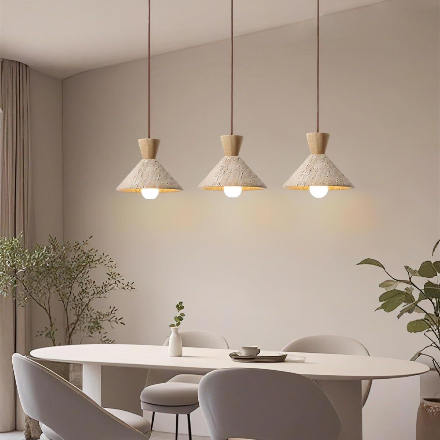 Ritta   Travertine Pendant Lamp Hat Shape