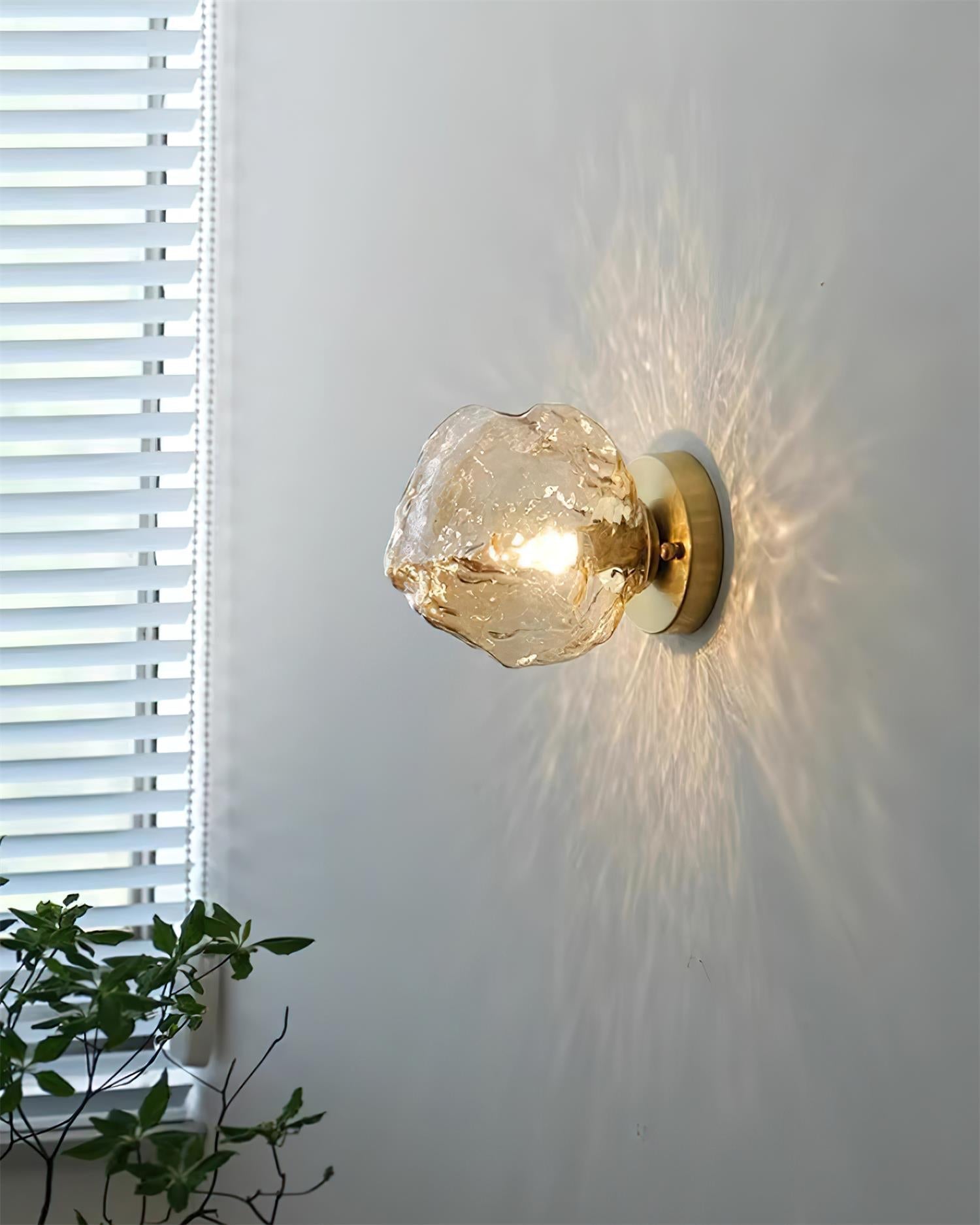 Gavli Textured Amber Glass Wall Lamp