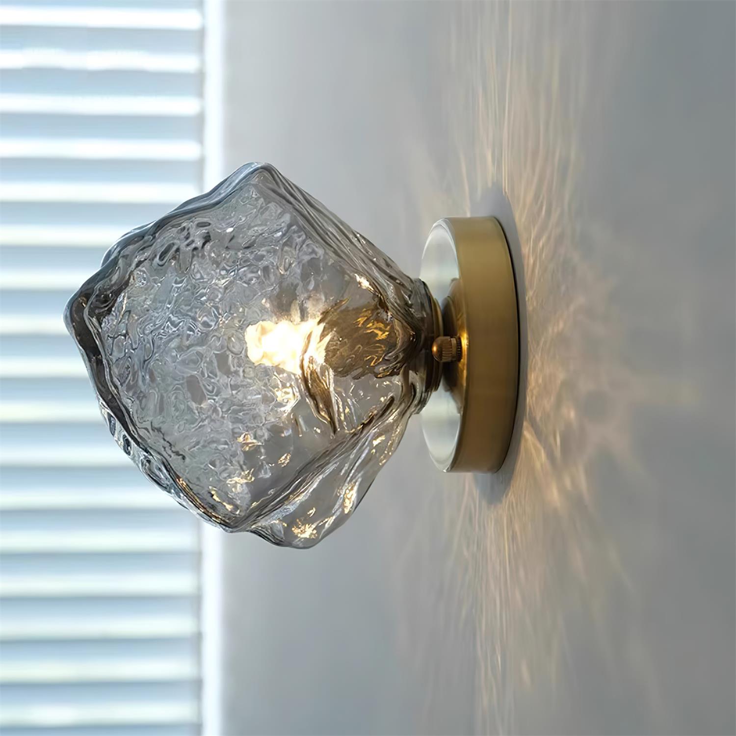 Gavli Textured Amber Glass Wall Lamp