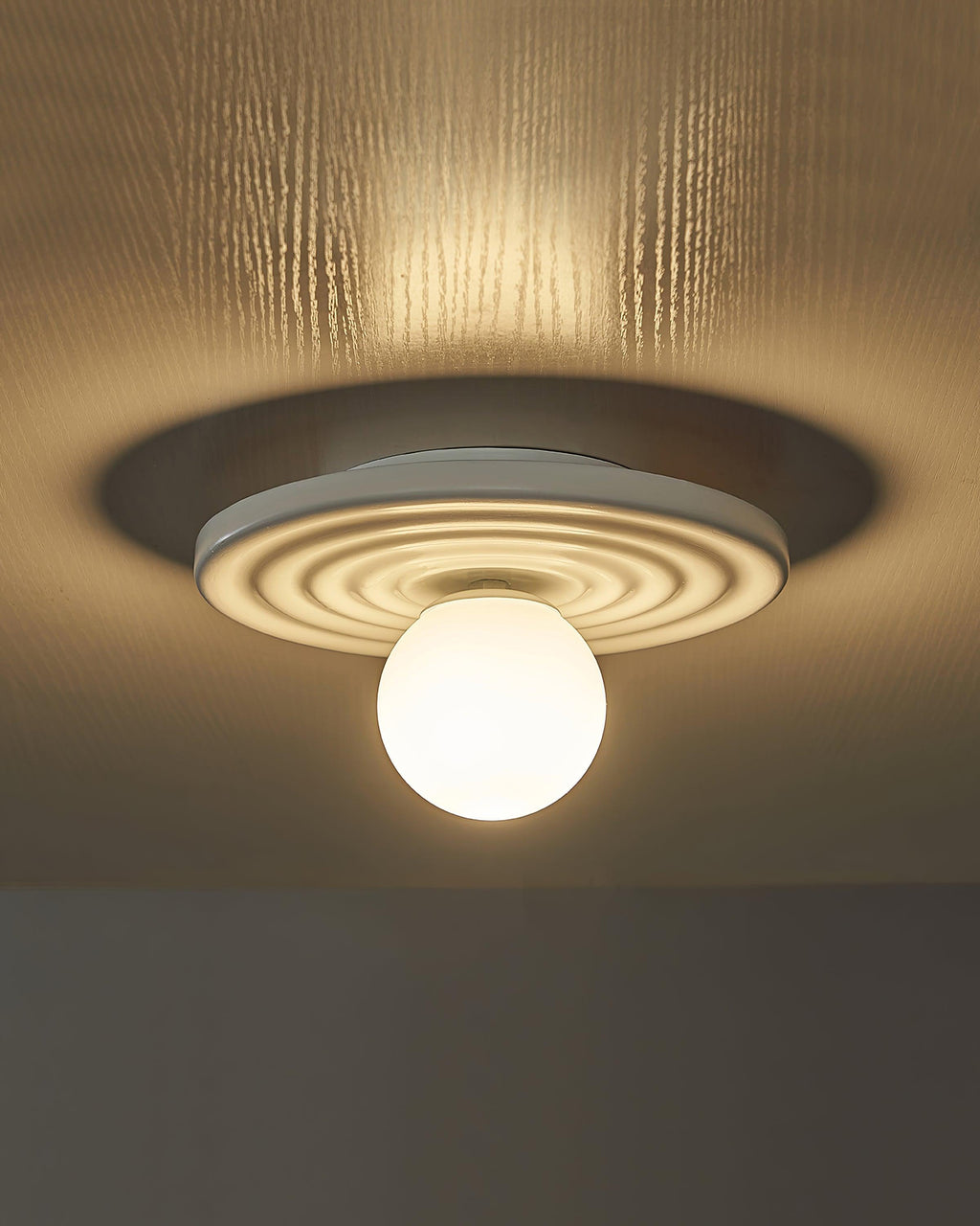 Ceiling Light Metal Body Resin Rippled Canopy Organic Minimalist