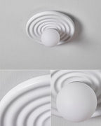 Ceiling Light Metal Body Resin Rippled Canopy Organic Minimalist