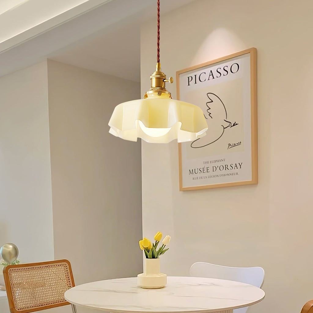 Civen Farmhouse Ruffled Pendant Light