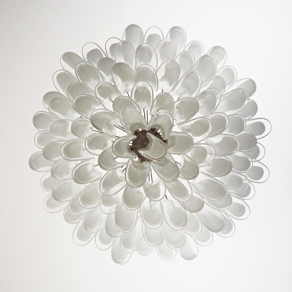 Aurora Chandelier White Murano Glass Petal D78cm