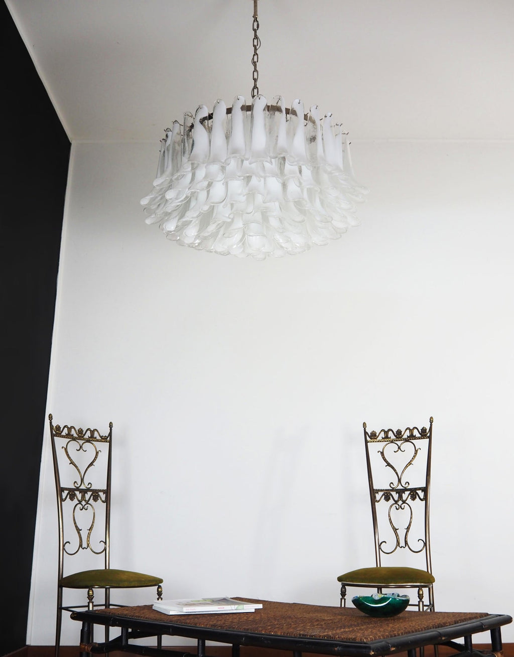 Aurora Chandelier White Murano Glass Petal D78cm