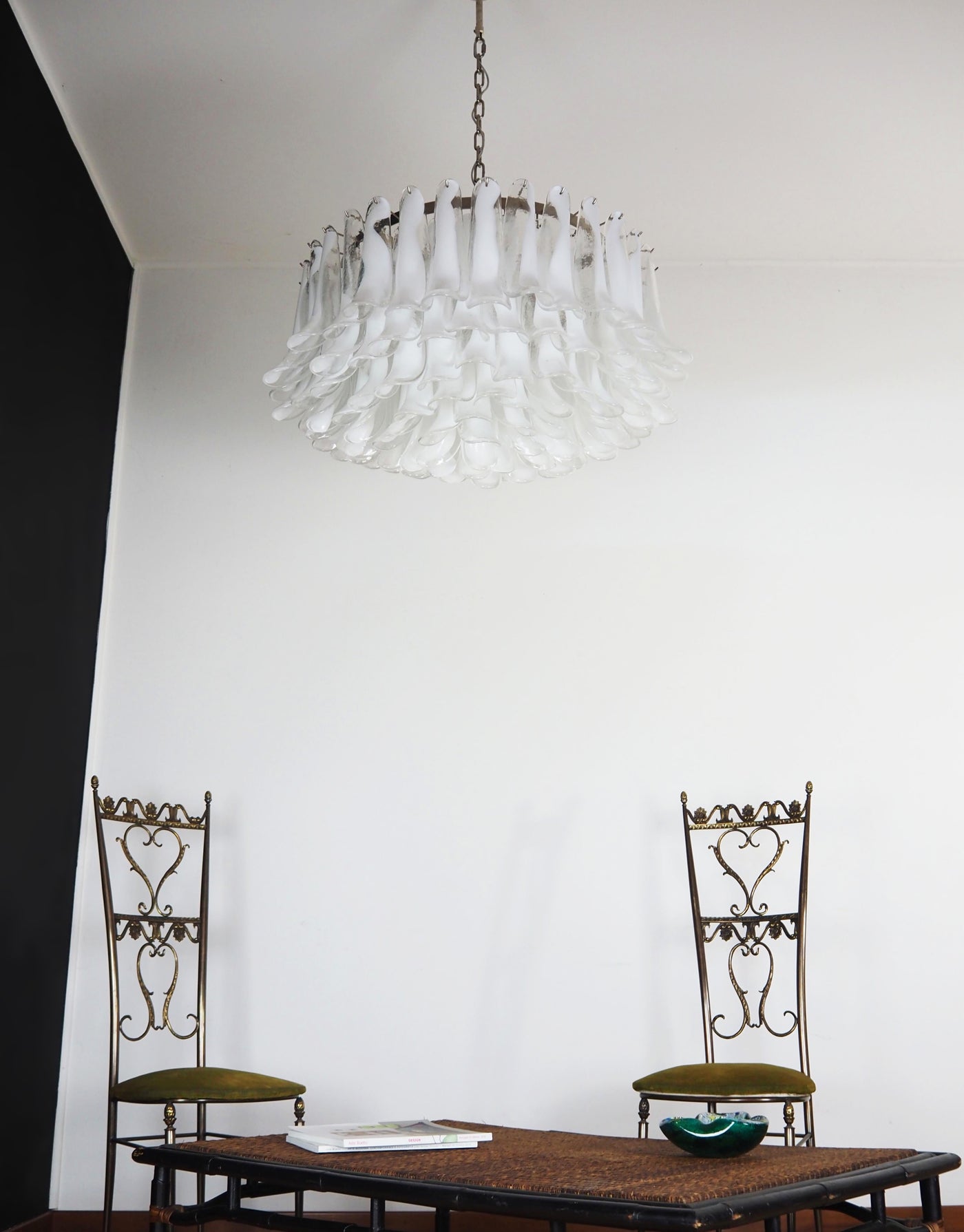 Aurora Chandelier White Murano Glass Petal D78cm