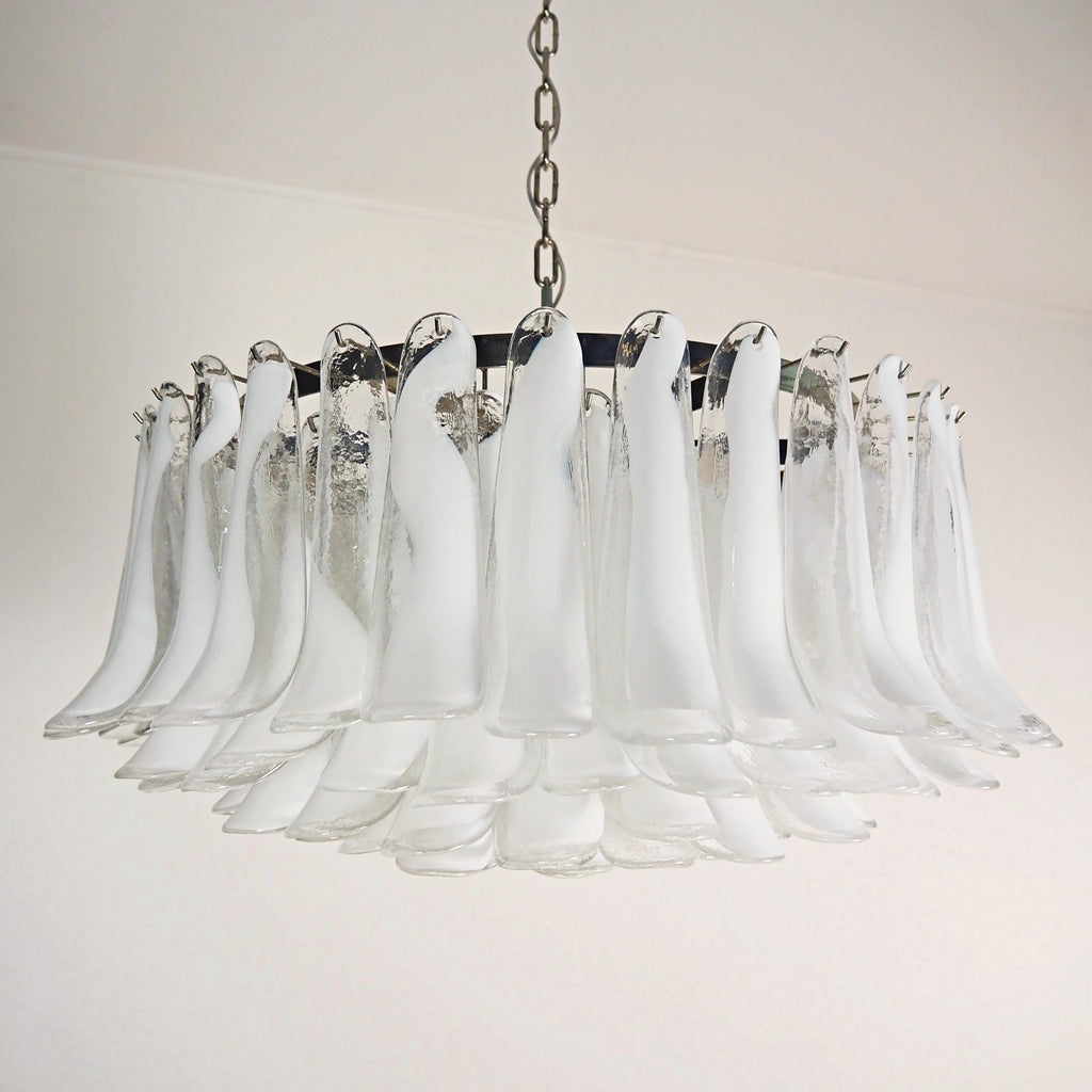 Aurora Chandelier White Murano Glass Petal D78cm