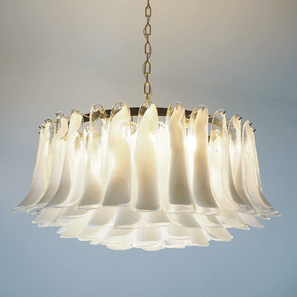 Aurora Chandelier White Murano Glass Petal D78cm