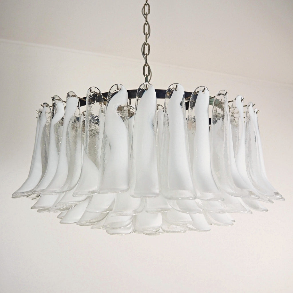 Aurora Chandelier White Murano Glass Petal D78cm