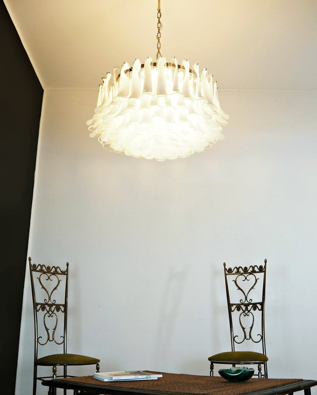Aurora Chandelier White Murano Glass Petal D78cm