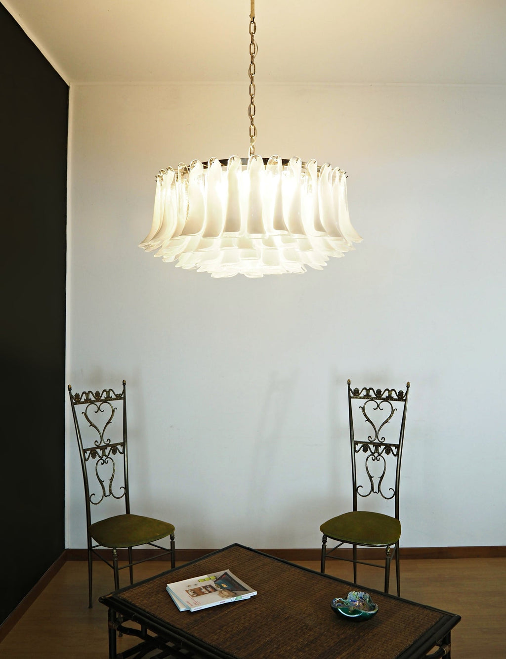 Aurora Chandelier White Murano Glass Petal D78cm