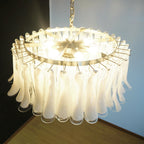 Aurora Chandelier White Murano Glass Petal D78cm