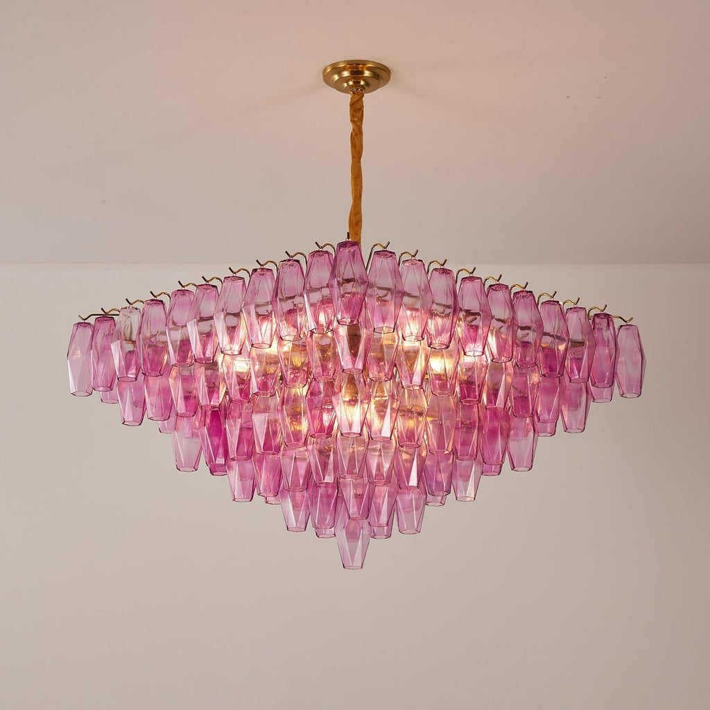 Aurora Chandelier Fuchsia Prism Inverted Pyramid