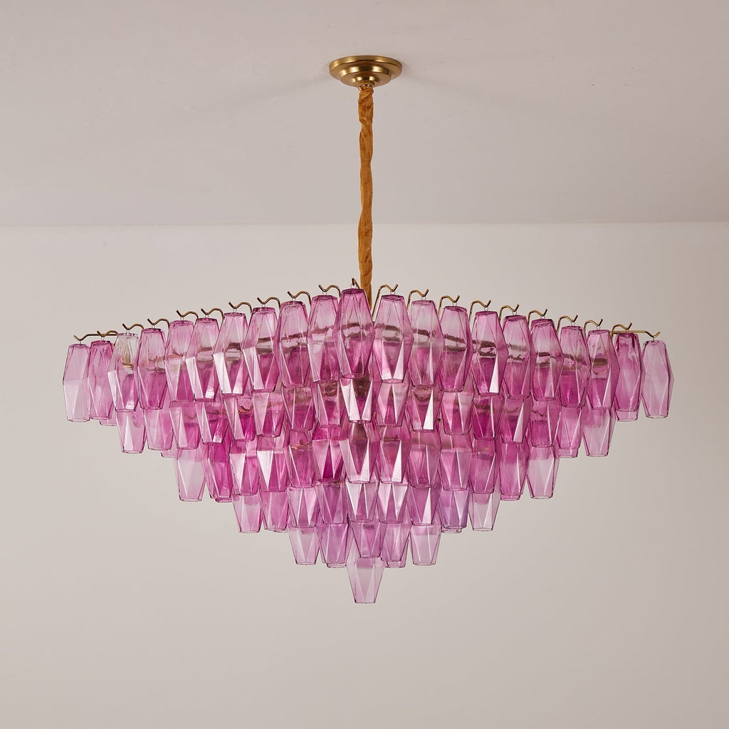 Aurora Chandelier Fuchsia Prism Inverted Pyramid