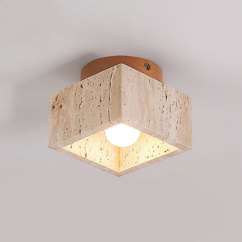 Ritta Sqaure&Round Ceiling Light  Black& Yellow Travertine