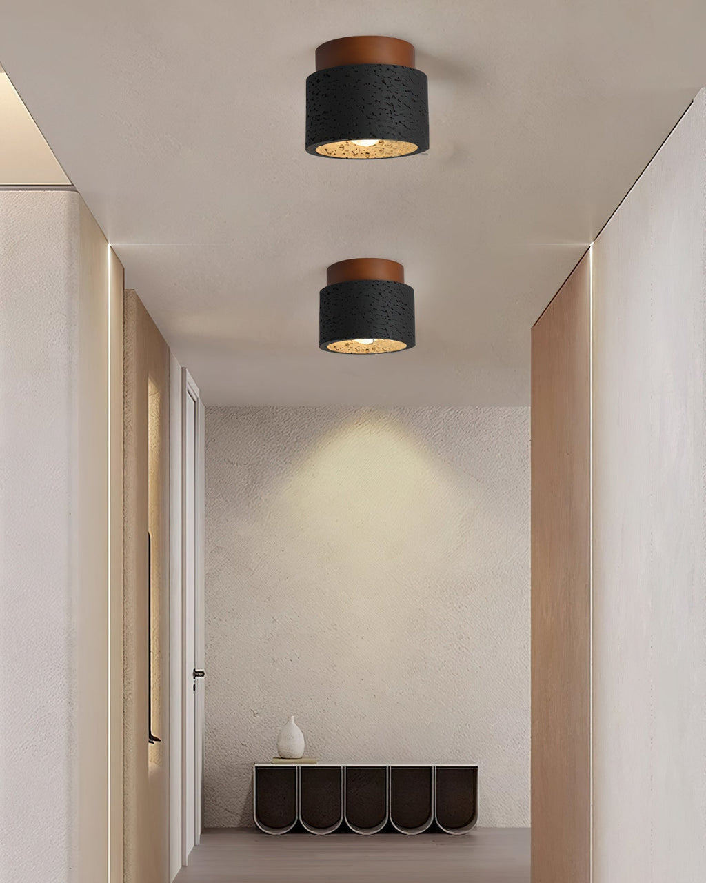 Ritta Sqaure&Round Ceiling Light  Black& Yellow Travertine