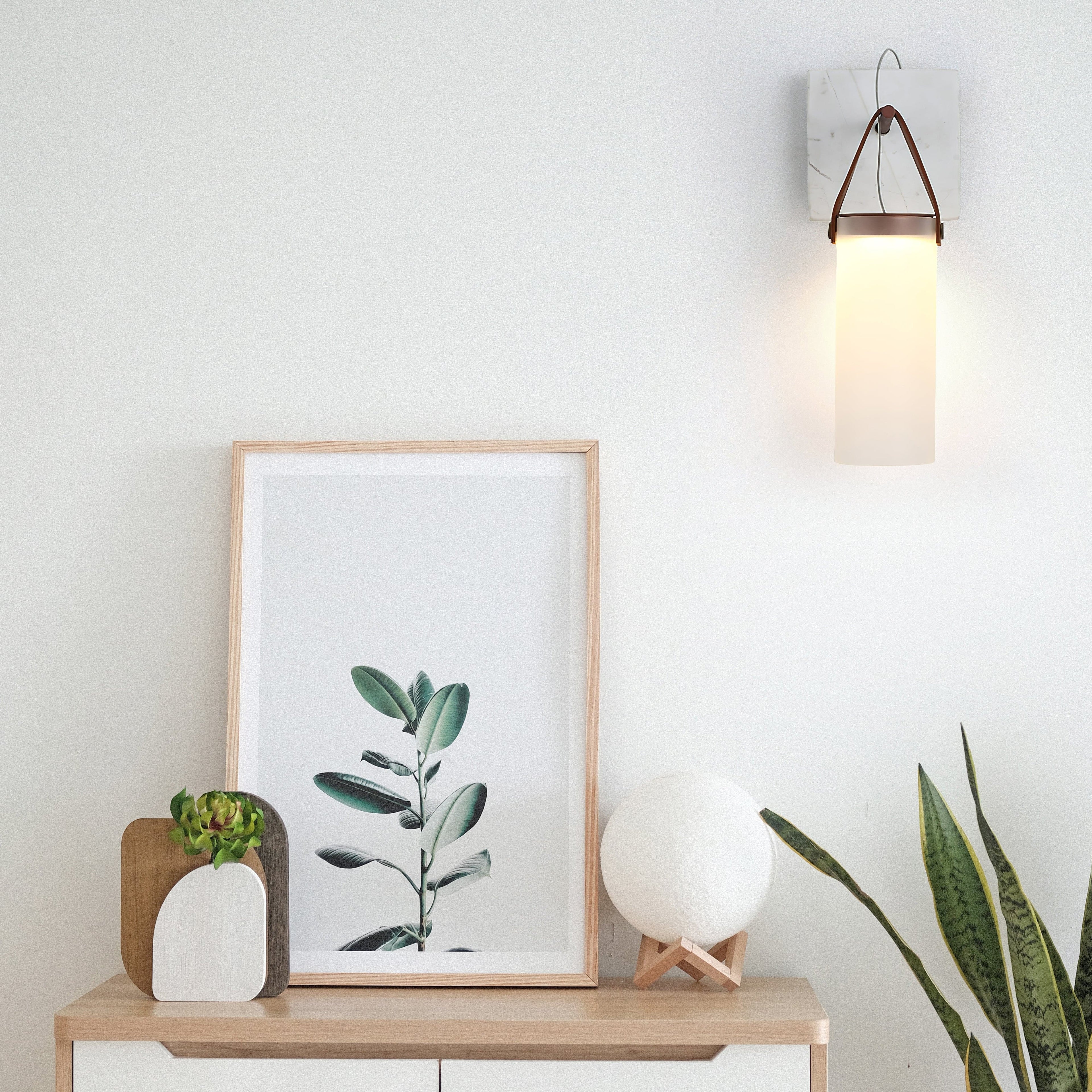 Galerie Wall Lamp Fontana Glass Leather Marble