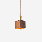 Wood Pendant Lamp Assorted Shapes in Solid Wood and Brass