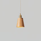 Wood Pendant Lamp Assorted Shapes in Solid Wood and Brass