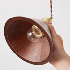 Wood Pendant Lamp Assorted Shapes in Solid Wood and Brass