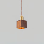Wood Pendant Lamp Assorted Shapes in Solid Wood and Brass