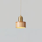 Wood Pendant Lamp Assorted Shapes in Solid Wood and Brass