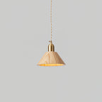 Wood Pendant Lamp Assorted Shapes in Solid Wood and Brass