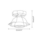 Ceiling Light Scalloped Fabric Shade Walnut Wood Canopy Vintage