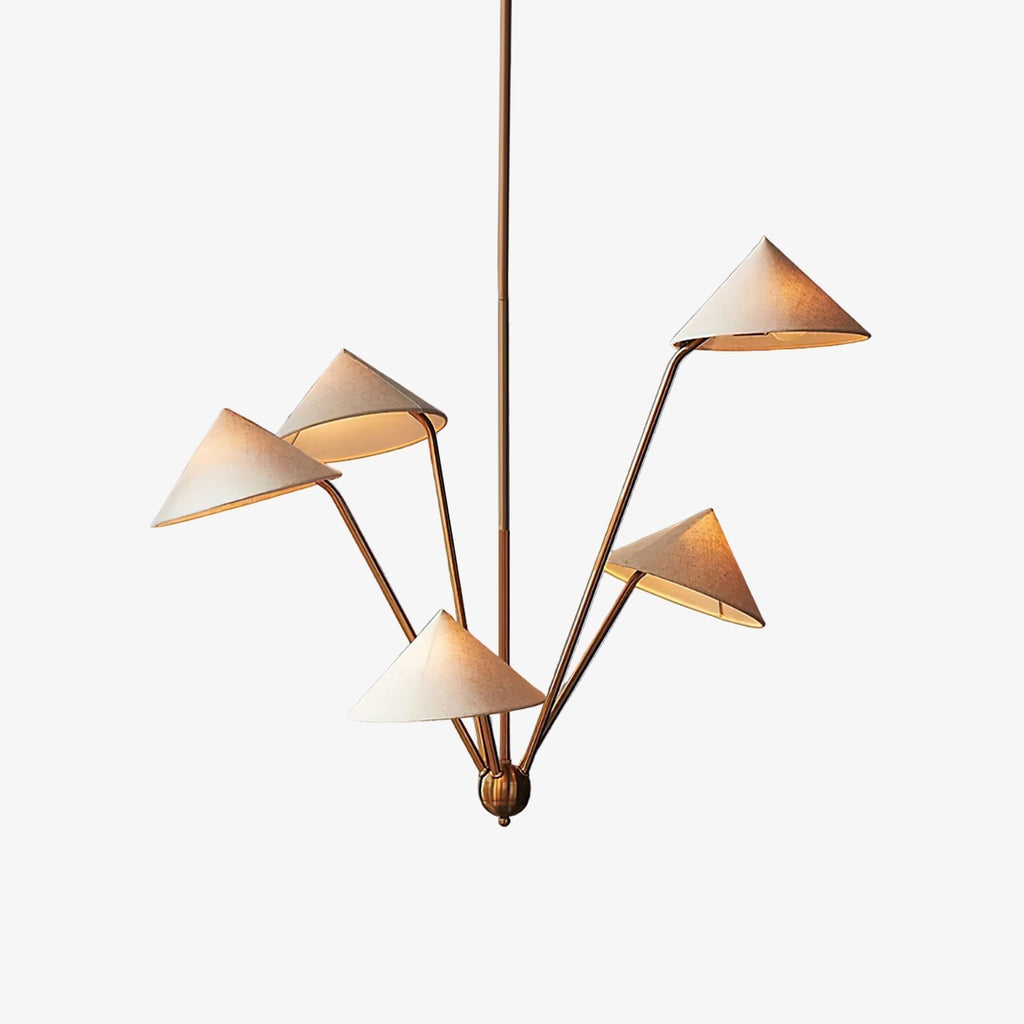 Lustra Chandelier Brass Curved Beige