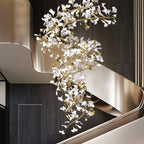 Olivia Modern Gold Staircase Chandelier, Metal & Ceramic