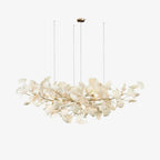 Chandelier White Ceramic Ginkgo Petals Gold