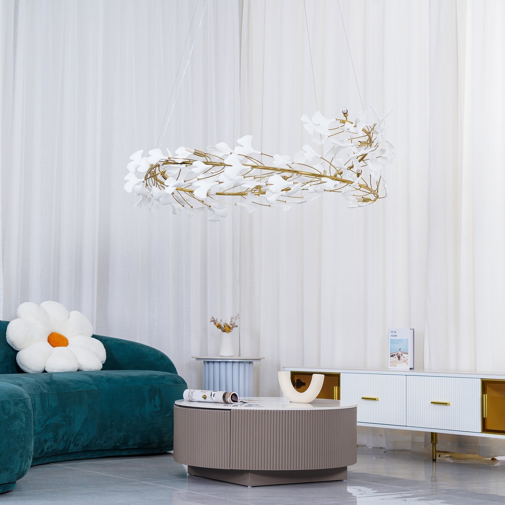 Olivia Modern Golden LED Chandelier Ceramic