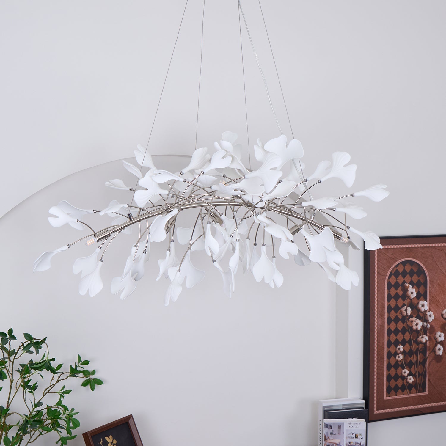 Arux Gingko Chandelier Art Deco Bent Downwards
