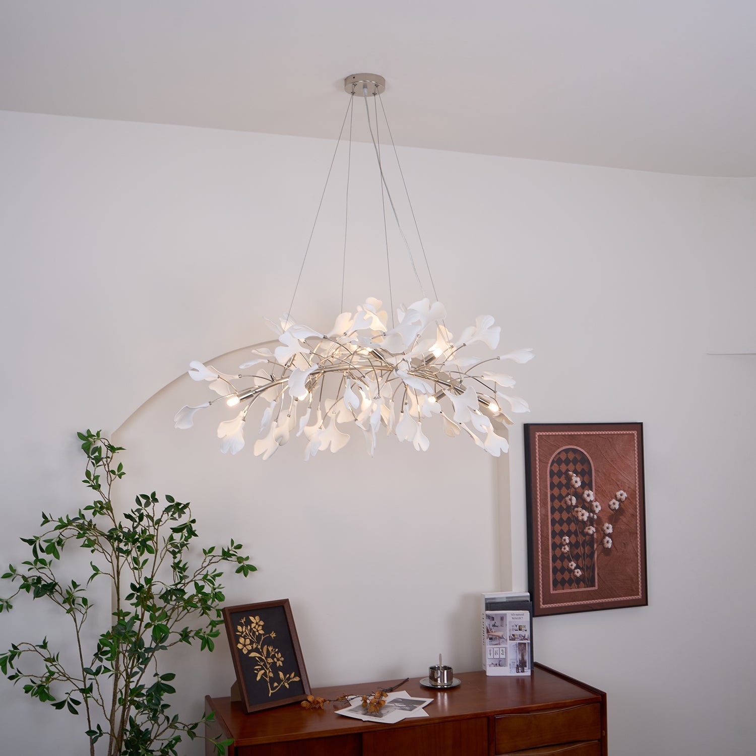 Arux Gingko Chandelier Art Deco Bent Downwards