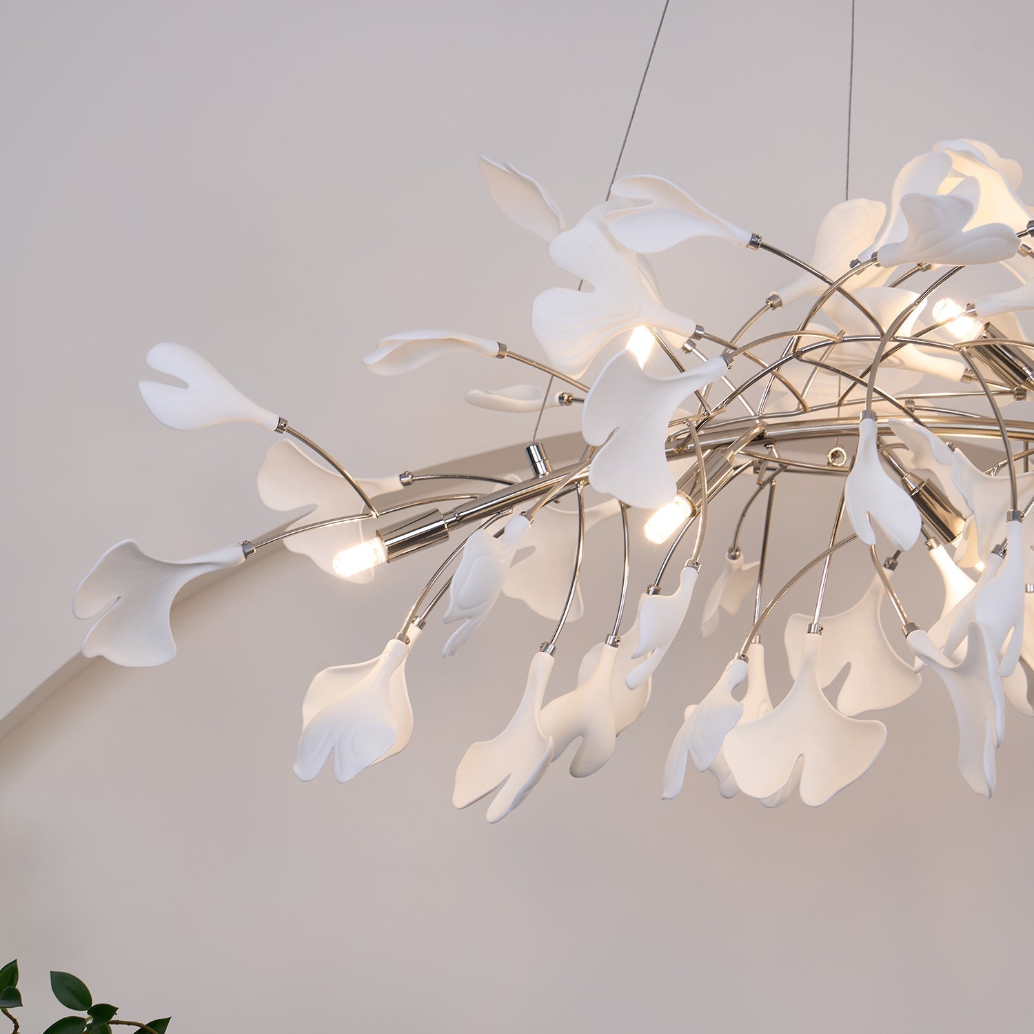 Arux Gingko Chandelier Art Deco Bent Downwards