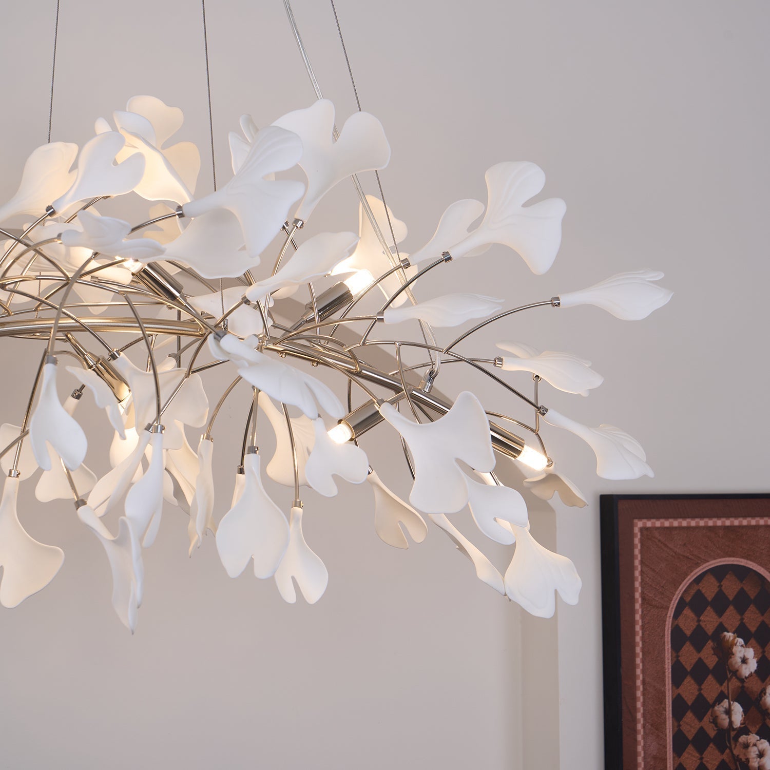 Arux Gingko Chandelier Art Deco Bent Downwards