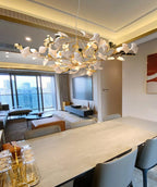 Chandelier White Ceramic Ginkgo Petals Gold