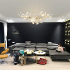 Chandelier White Ceramic Ginkgo Petals Gold