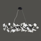 Chandelier Metal Frame Ceramic Gingko White Gold Shade Modern Art
