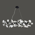 Chandelier Metal Frame Ceramic Gingko White Gold Shade Modern Art