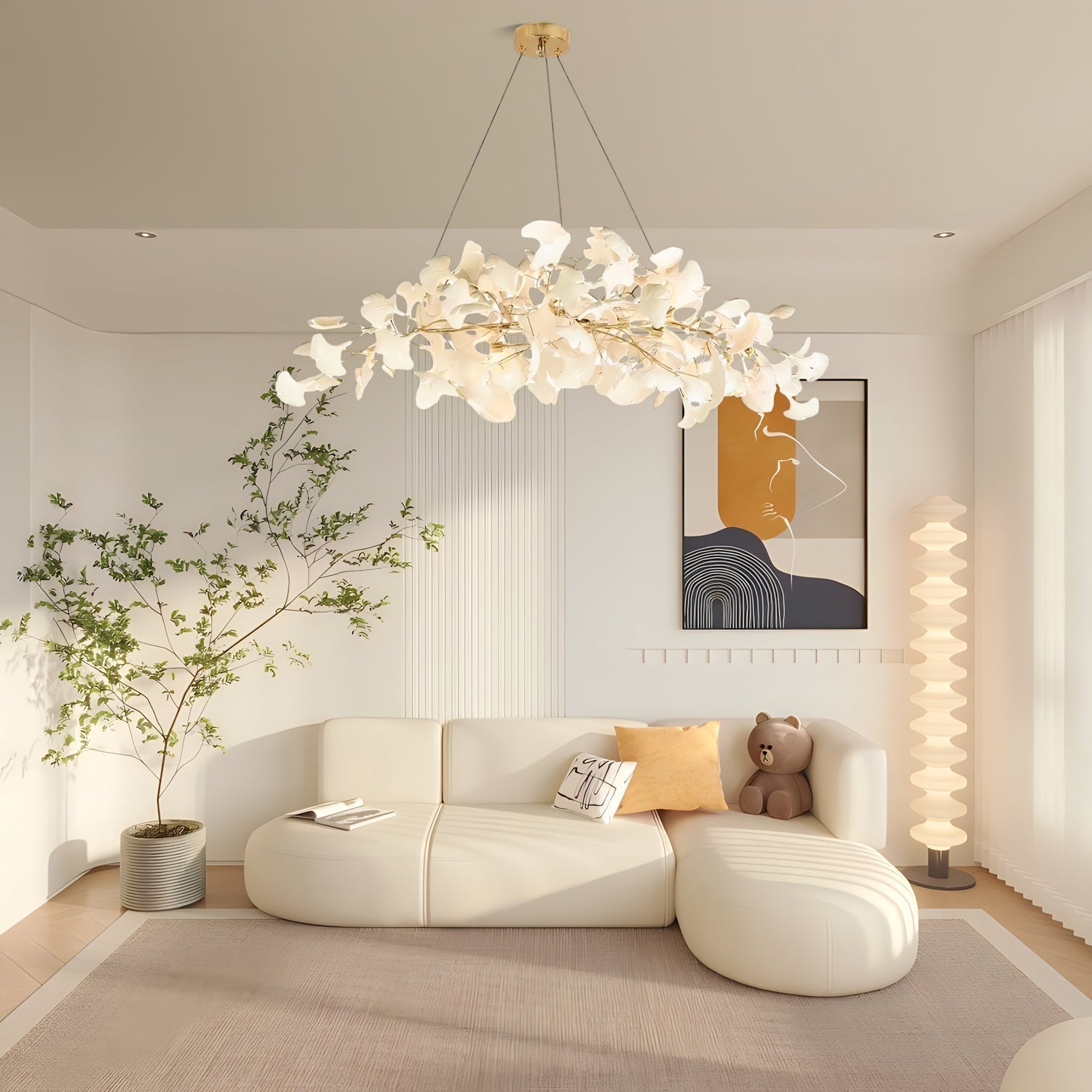 Arux Gingko Chandelier Art Deco Bent Downwards