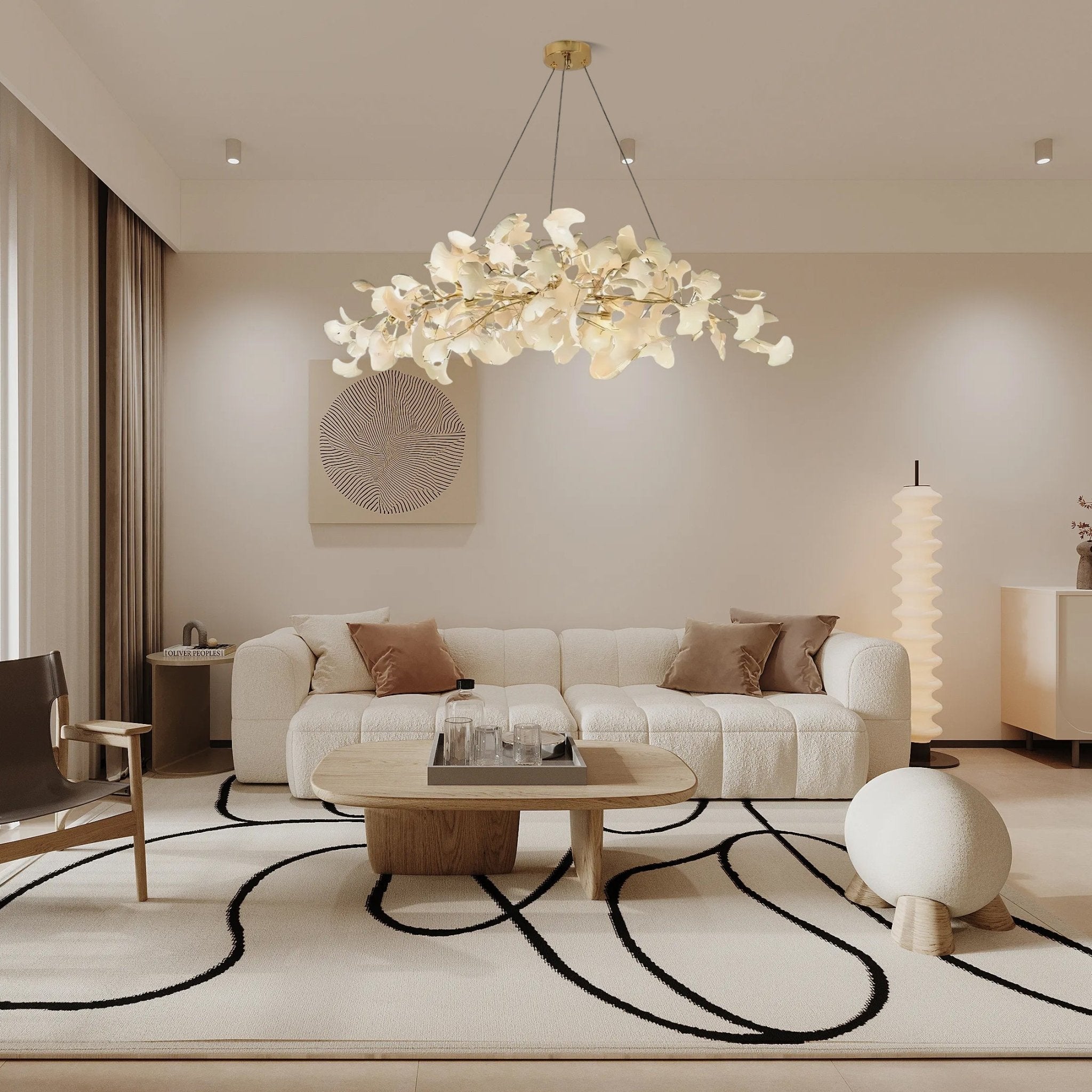 Arux Gingko Chandelier Art Deco Bent Downwards