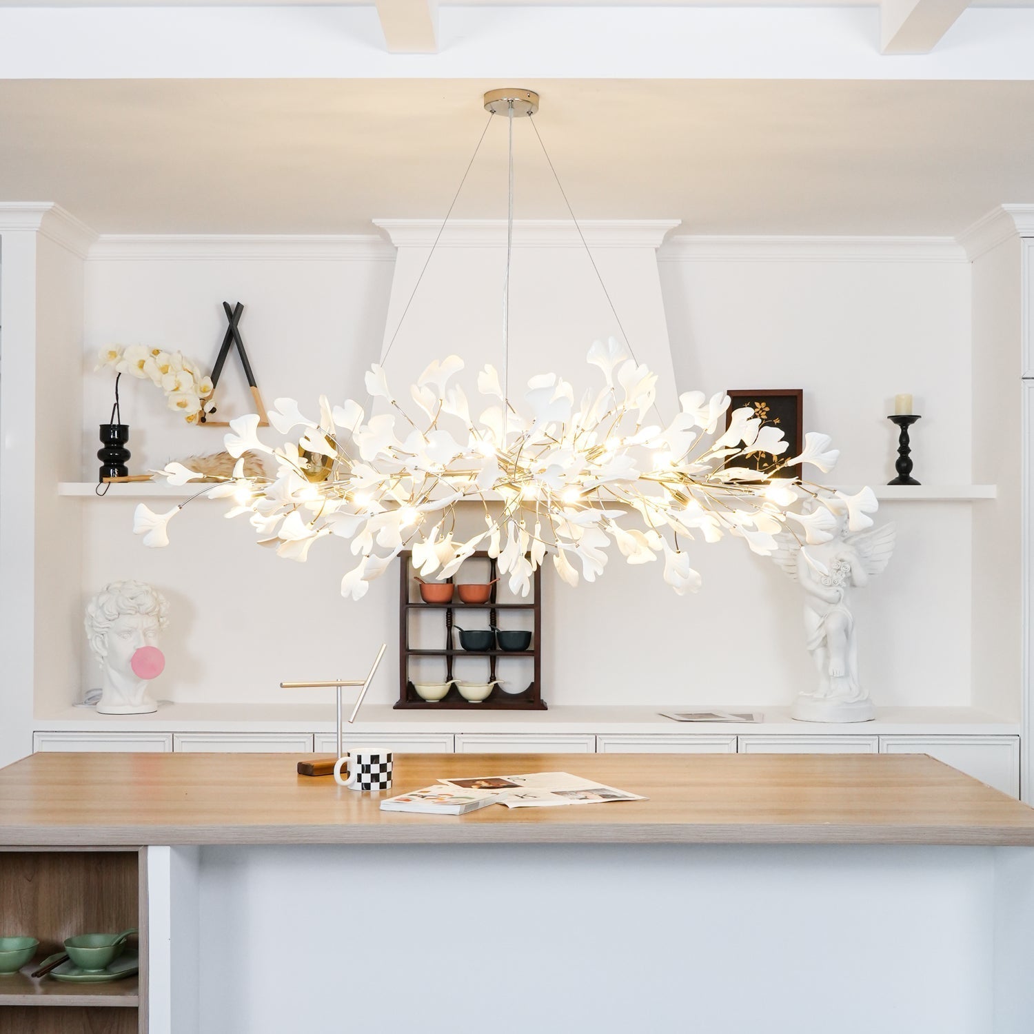 Arux Gingko Chandelier Art Deco Bent Downwards