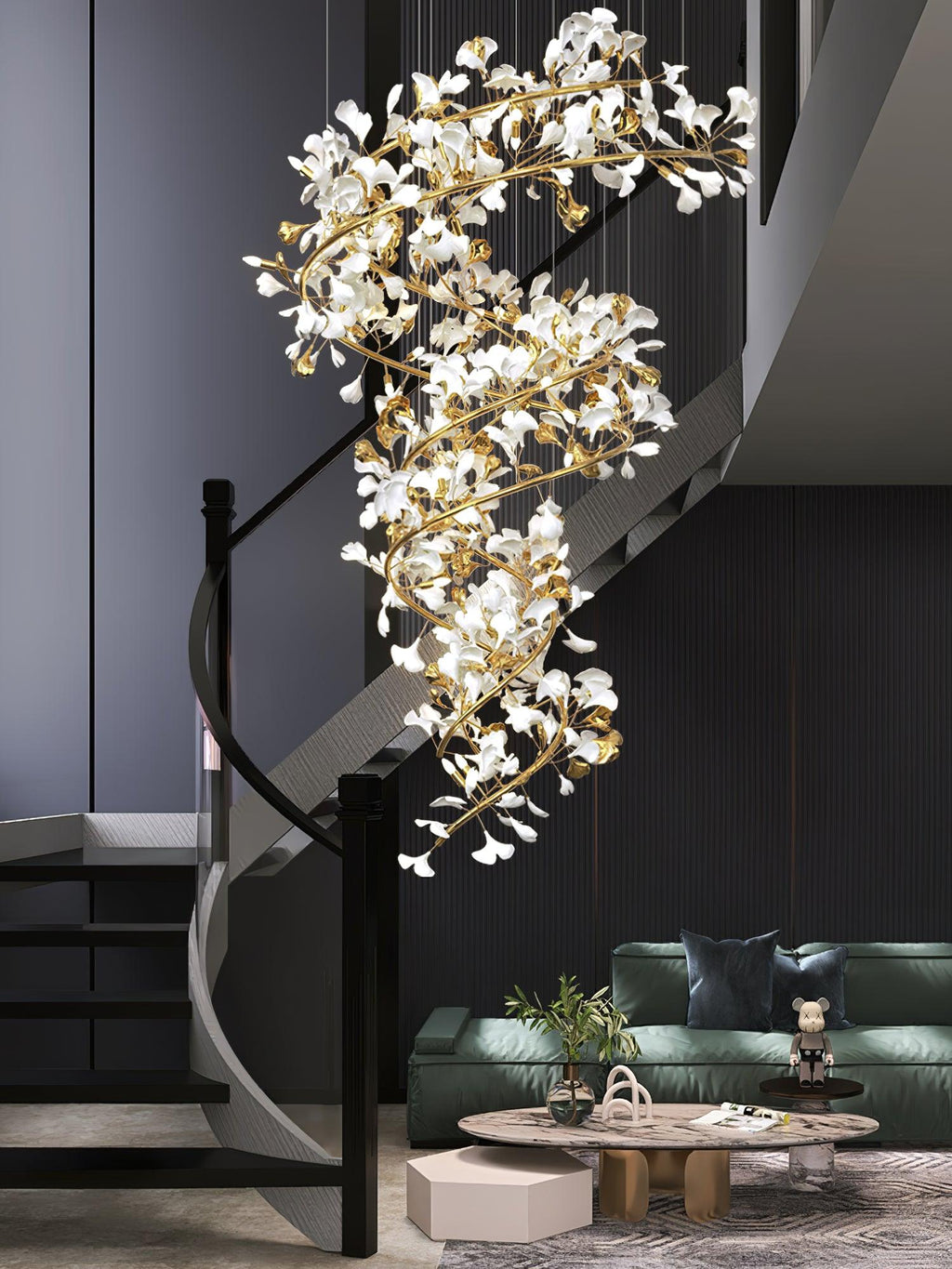 Eloria Cascading Floral Spiral Chandelier