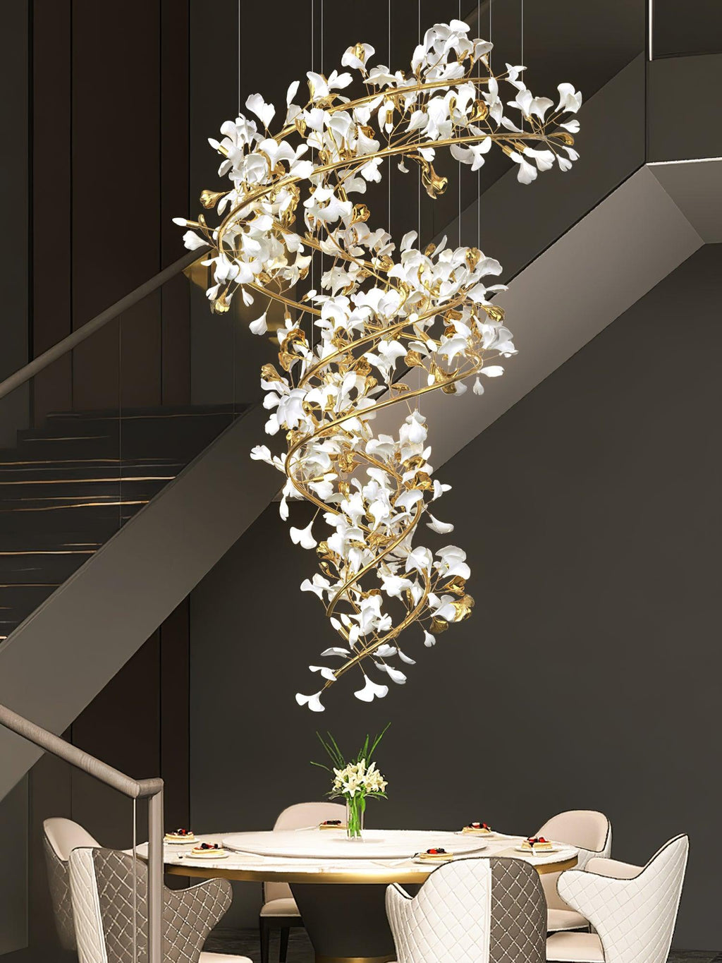 Eloria Cascading Floral Spiral Chandelier